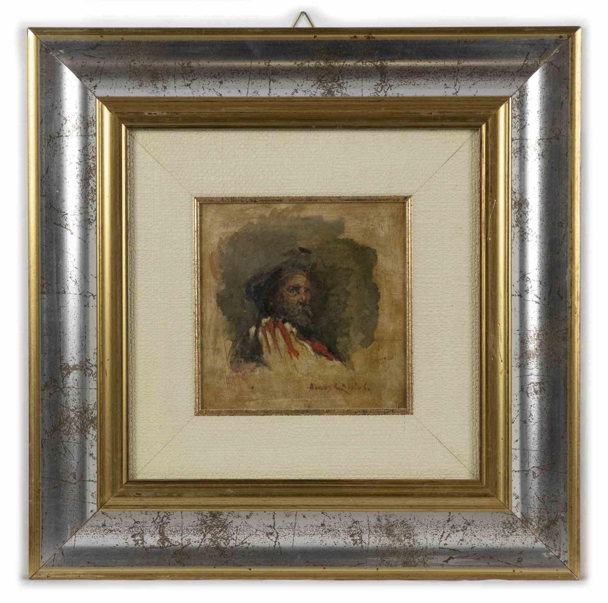 Portrait of Giuseppe Garibaldi is an original old master artwork realized by Amos Cassioli (1832-1891) in 19th century.

Oil painting on panel.

Hand signed on the lower right margin.

Includes frame: 38.5 x 38.5 cm