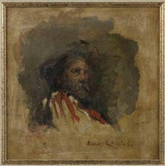 Portrait of Giuseppe Garibaldi - Oil Painting by Amos Cassioli - 19th century
