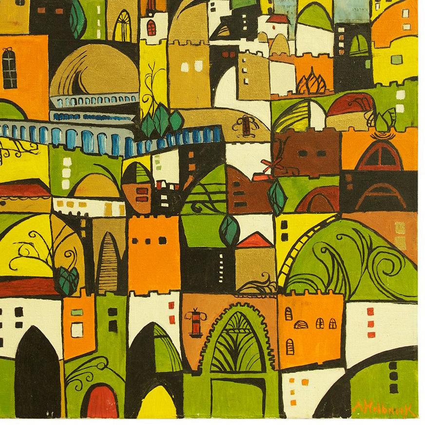 Jerusalem, Mixed Media Abstract For Sale 1