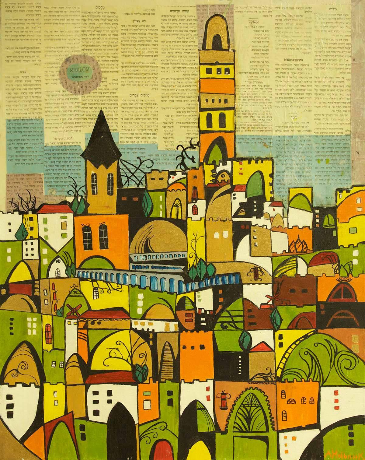 Jerusalem, Mixed Media Abstract - Mixed Media Art by Amos M. Holbrook