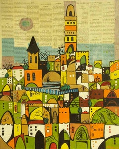 Vintage Jerusalem, Mixed Media Abstract