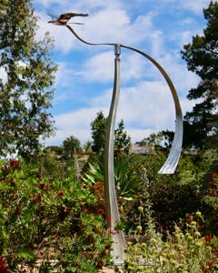 Eagle Soaring - kinetic, contemporary, figurative, stainless steel sculpture