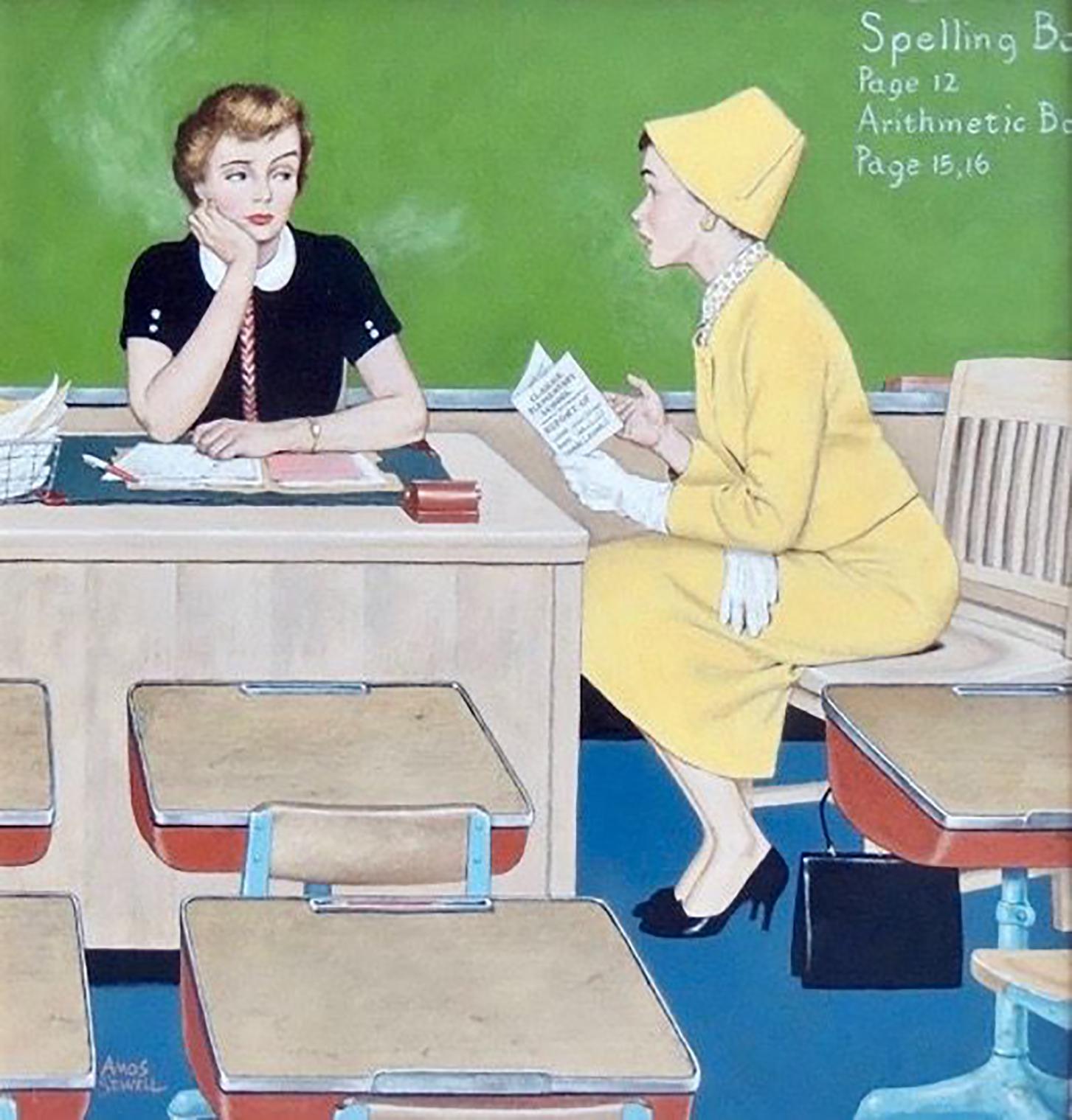 Amos Sewell Interior Painting - Parent- Teacher Conference, Saturday Evening Post Cover