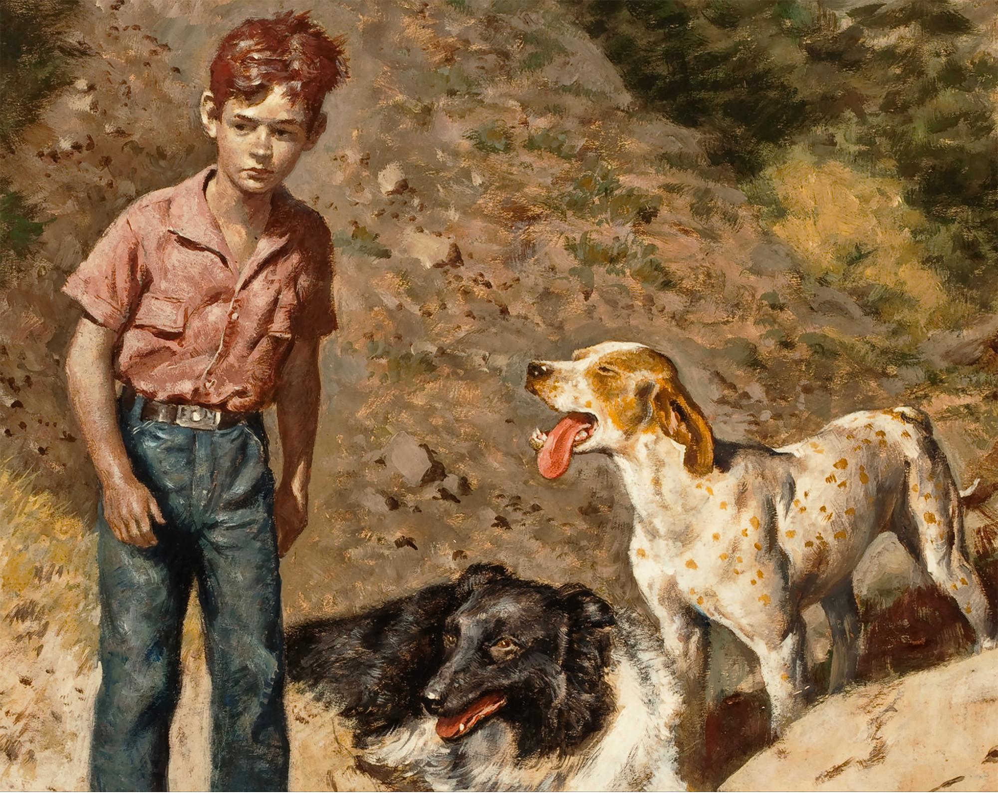 Il fucile da caccia calibro 11 - Illustrazione del Saturday Evening Post - Painting di Amos Sewell