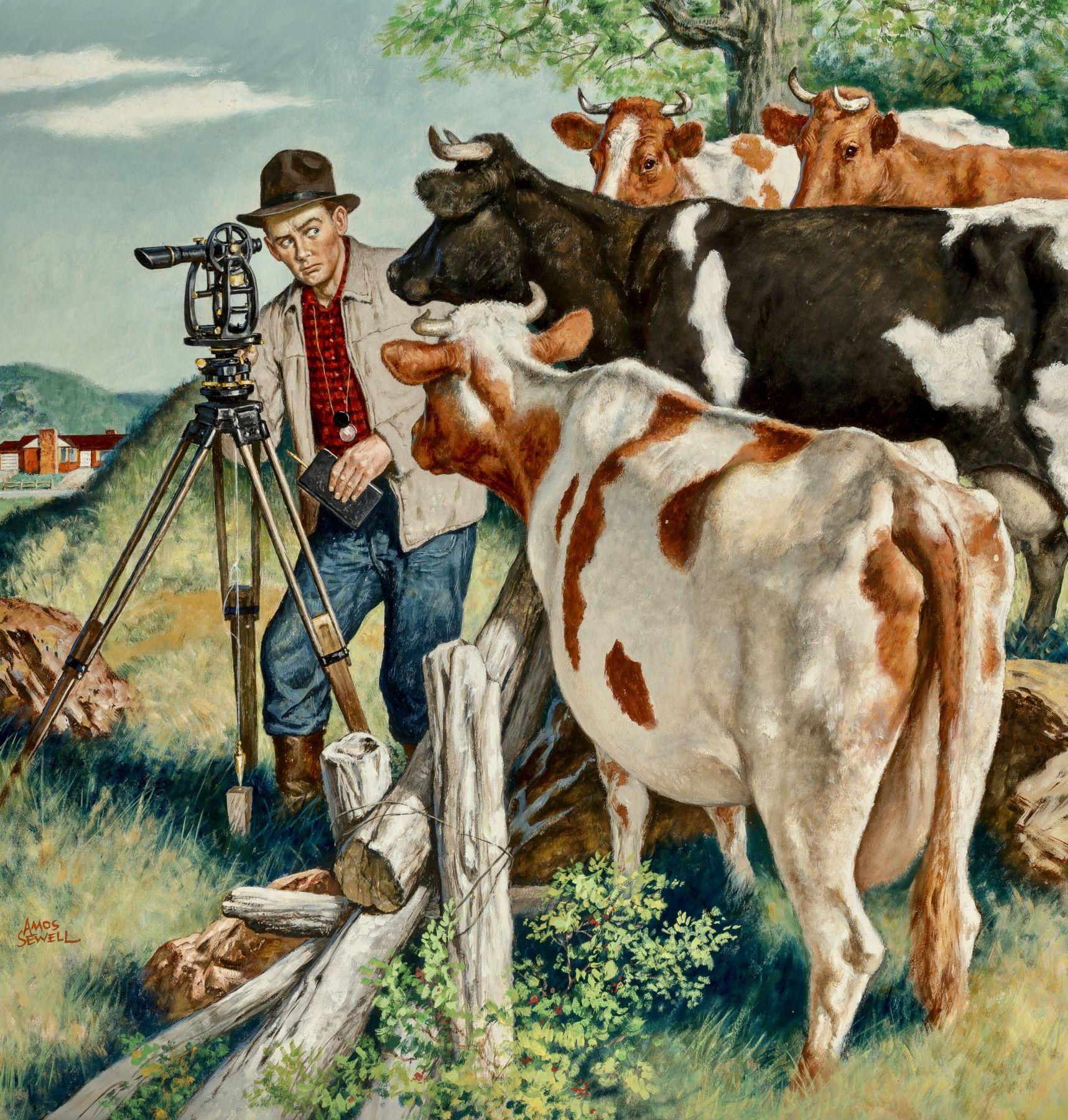 Amos Sewell Animal Painting - The Audience, Saturday Evening Post Cover