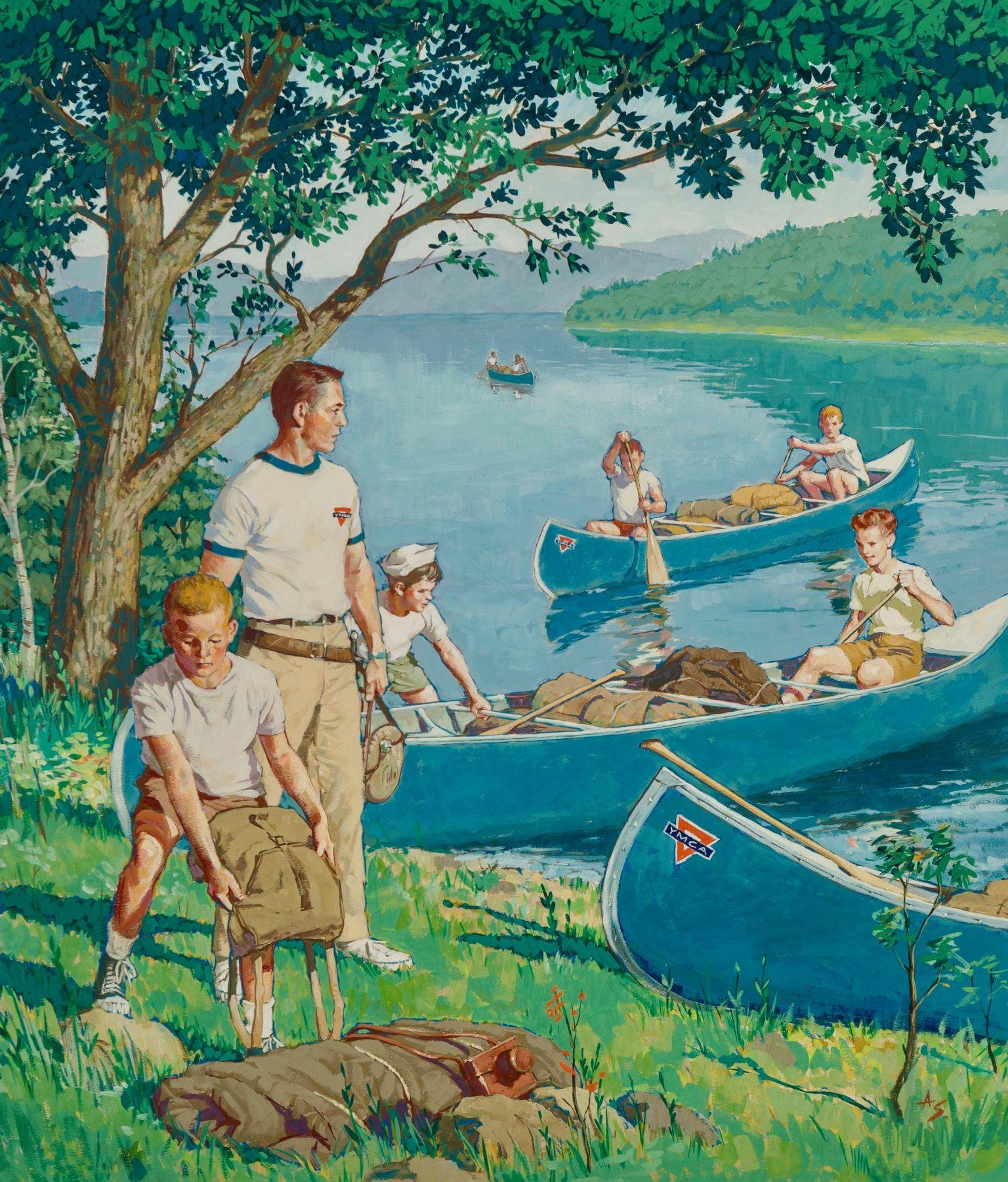 Amos Sewell Figurative Painting - YMCA Camping Trip 