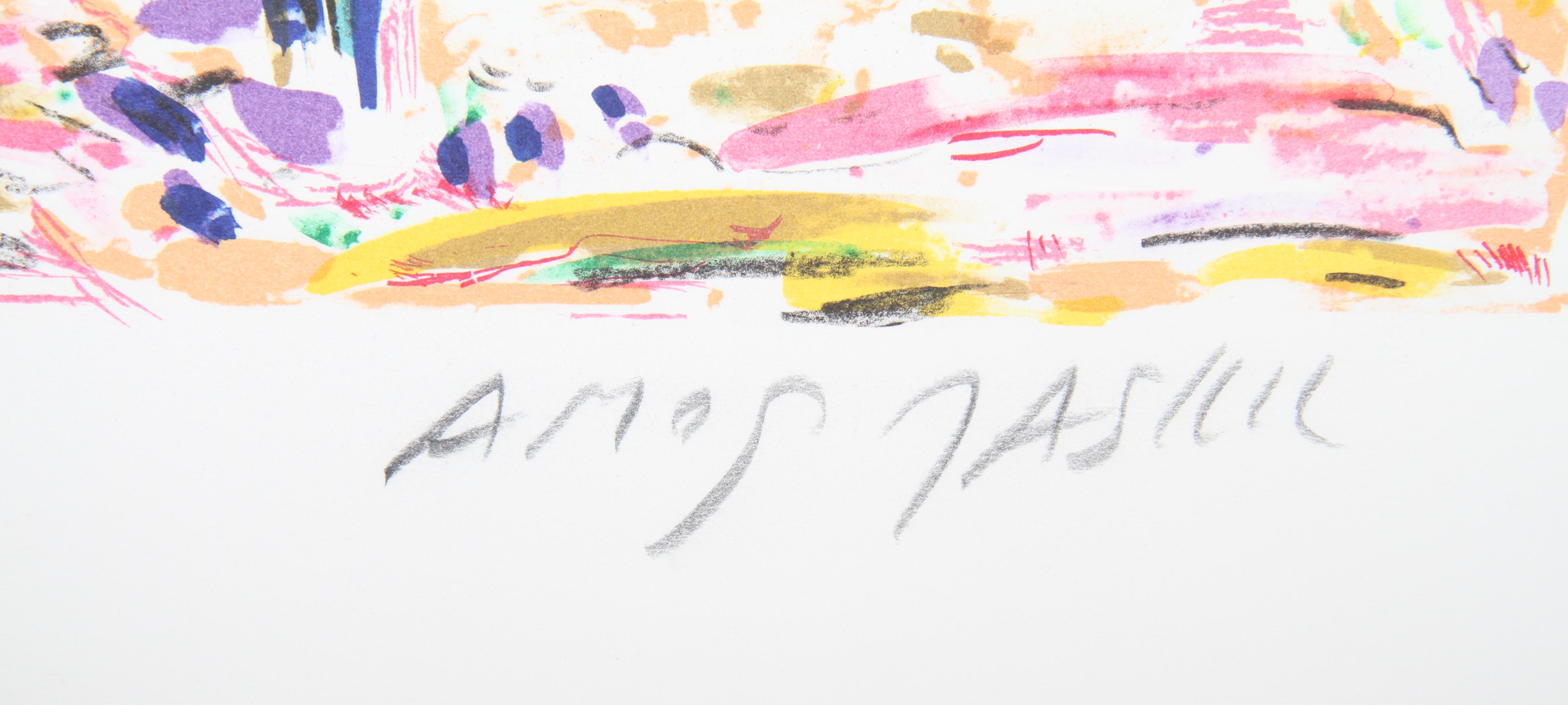 Cafe Dining, litografía impresionista firmada por Amos Yaskil en venta 1