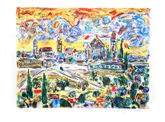 Mt. Zion, Signed Impressionist Lithograph by Amos Yaskil