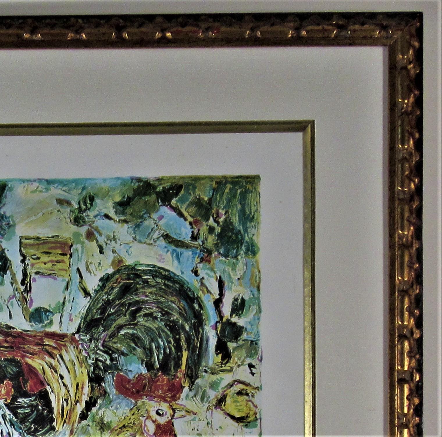 Roosters - Gray Figurative Print by Amos Yaskil
