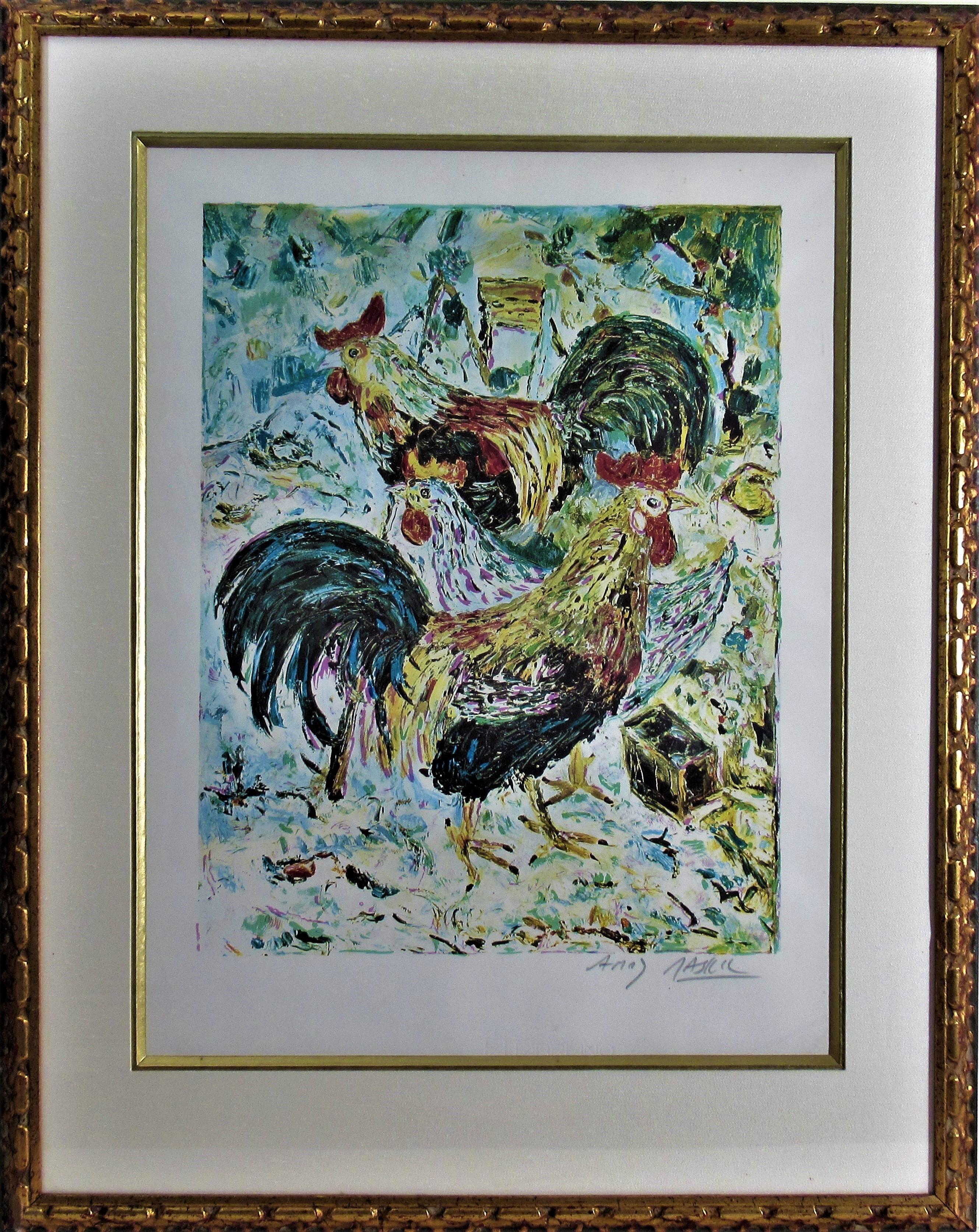 Amos Yaskil Figurative Print - Roosters