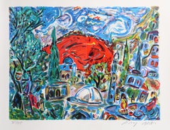 Alba su Gerusalemme, litografia impressionista firmata da Amos Yaskil