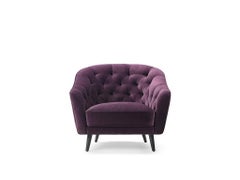 Fauteuil Amouage en velours violet avec base en bois par Busnelli