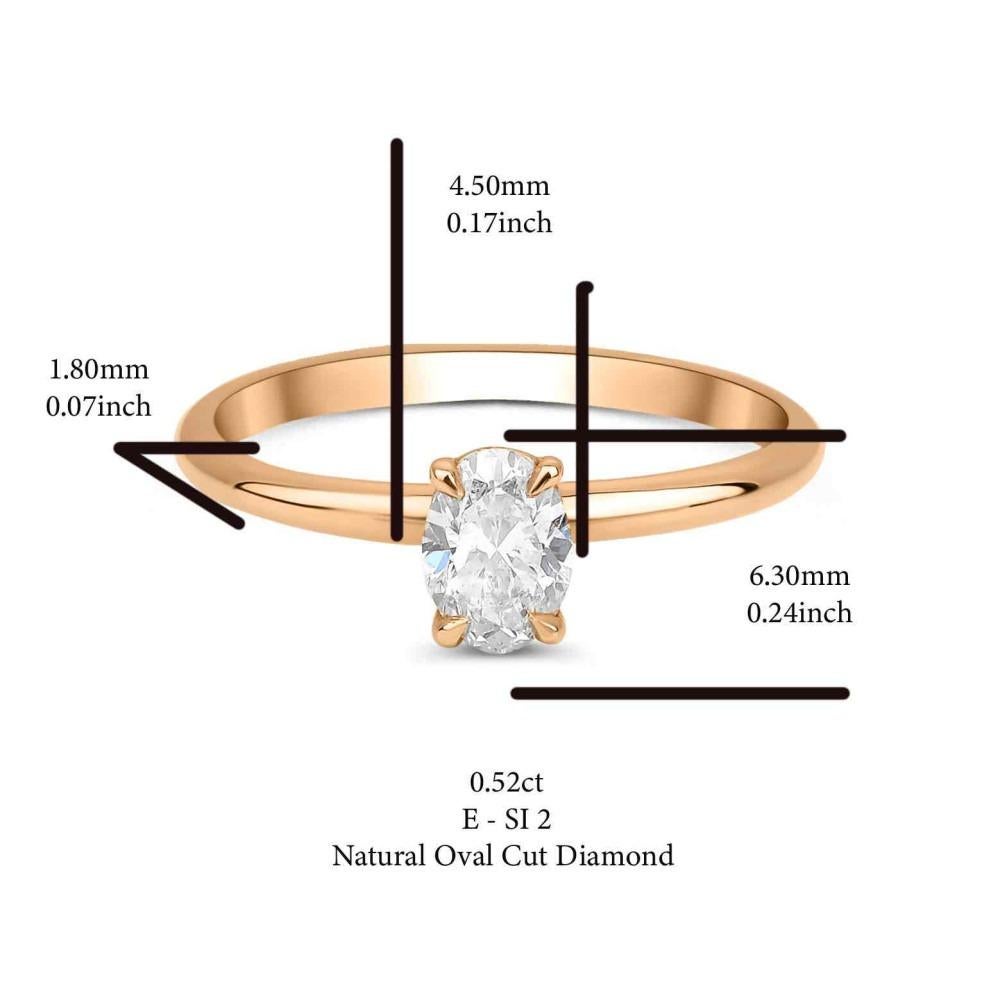 Modern 0.52ct Oval Diamond Solitaire Ring For Sale