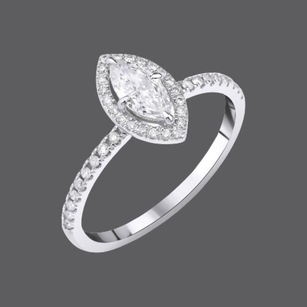 Modern 0.80 Marquise Diamond Engagement Ring For Sale