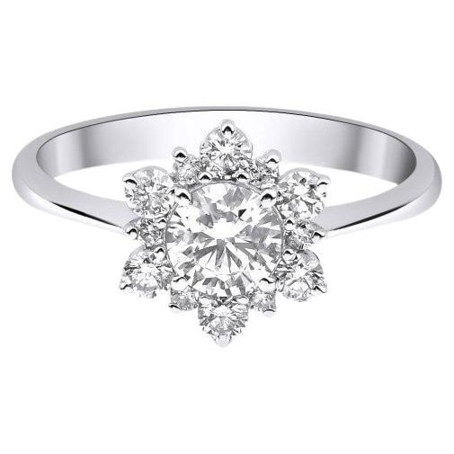 0.87ct Diamond Cluster Engagement Ring For Sale