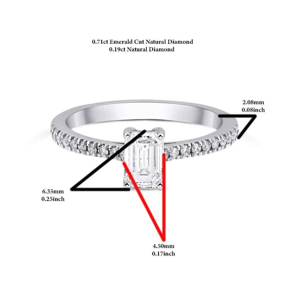 0.90ct Emerald Cut Diamond Engagement Ring For Sale 2