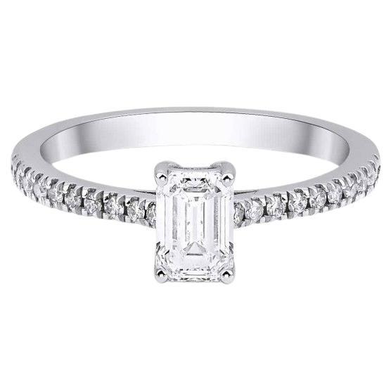 0.90ct Emerald Cut Diamond Engagement Ring For Sale