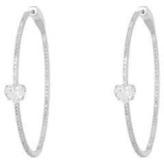 Pendientes de aro de oro blanco de 14 quilates con diamantes en forma de corazón de 0,58 quilates