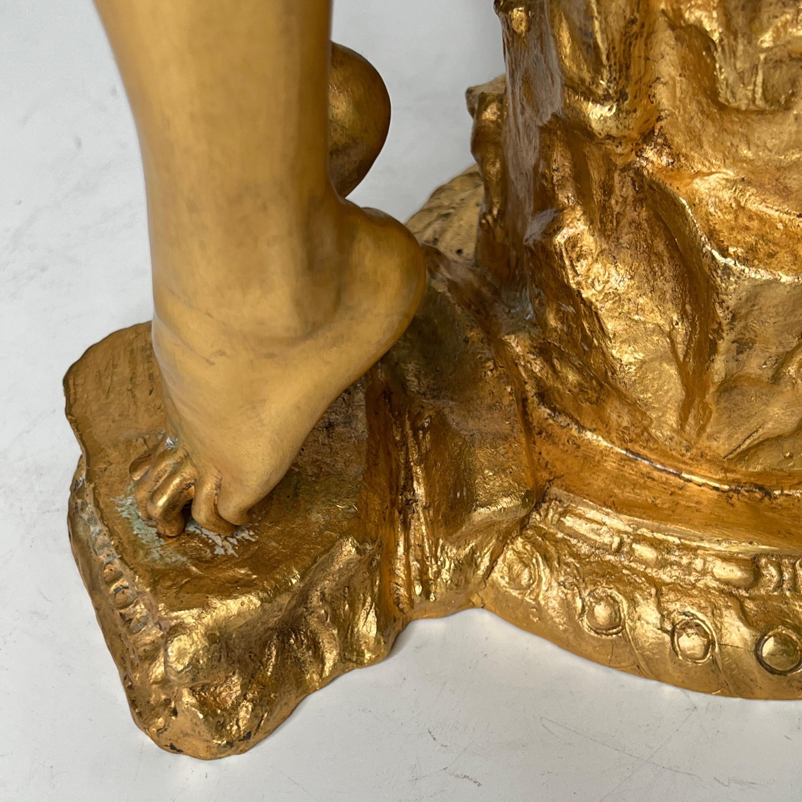 Amour Aux Colombes - Sculpture en bronze doré d'après Jean Antoine Injalbert en vente 7