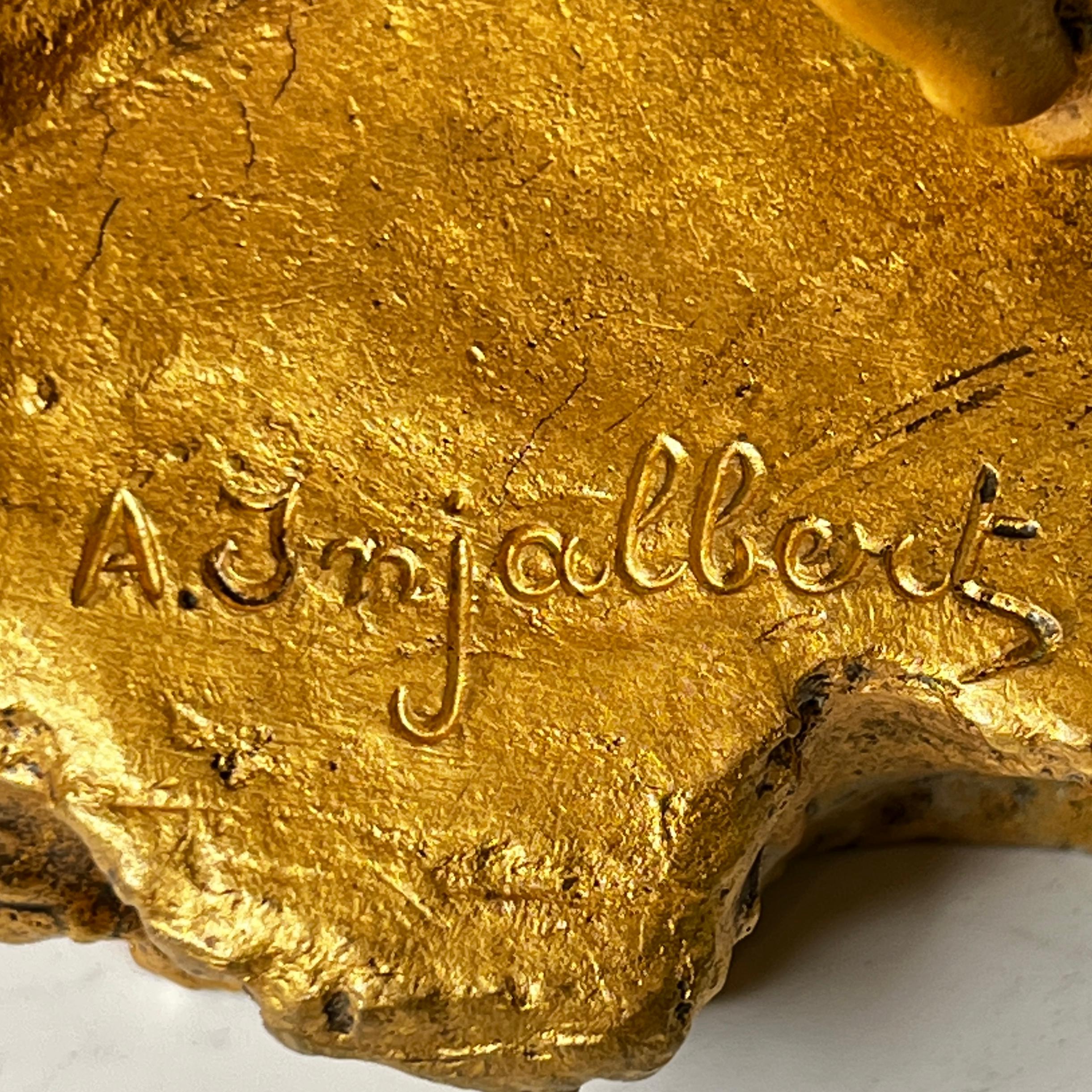 Amour Aux Colombes - Sculpture en bronze doré d'après Jean Antoine Injalbert en vente 9