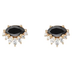 Amour Black Diamond Stud Earrings in 14K Gold by Anastassia Sel Jewelry