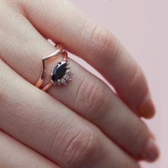 Amour Black & White Diamonds Ring in 14K Rose Gold by Anastassia Sel Jewelry