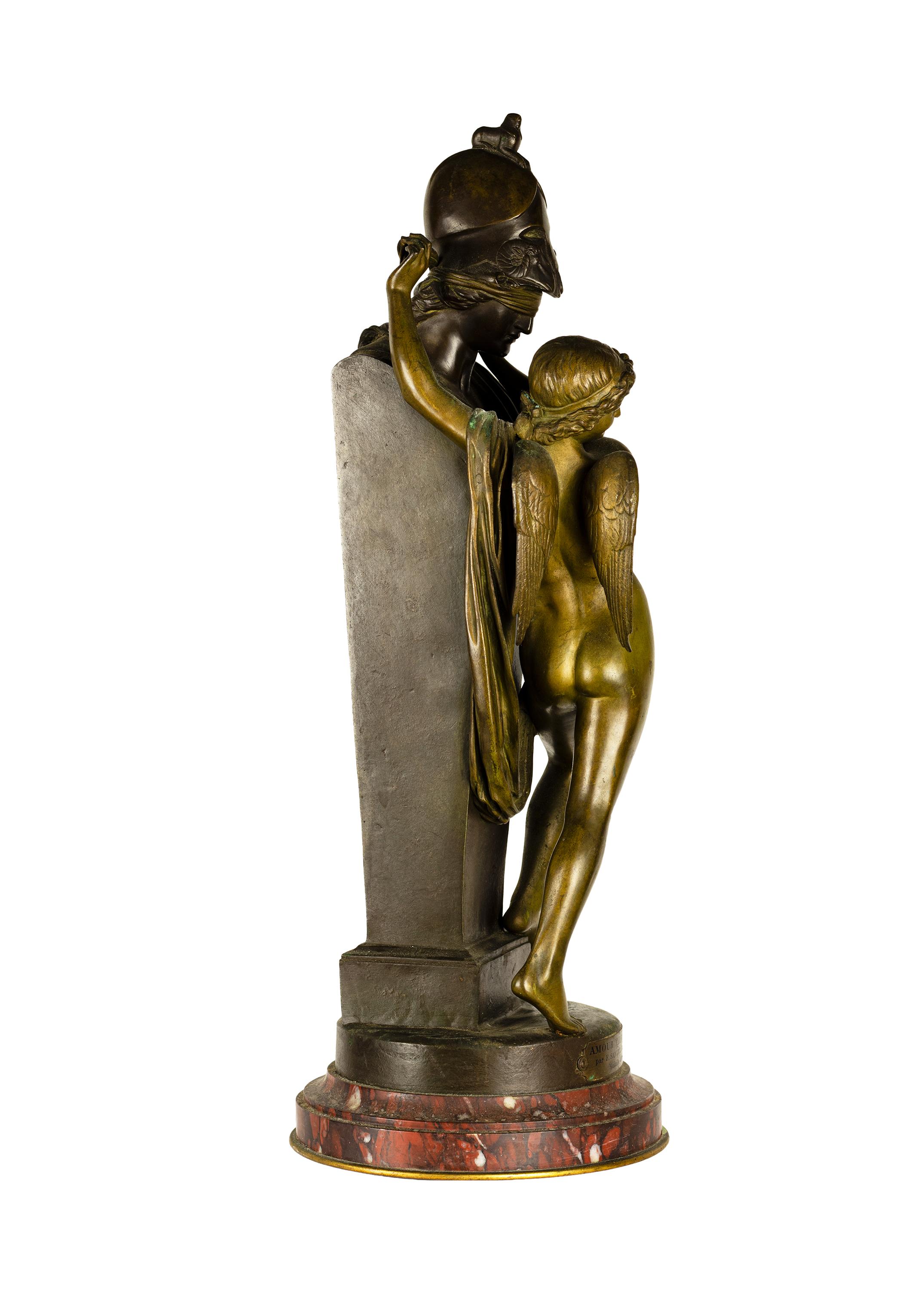 Art Nouveau Amour Captif Bronze Statue By Félix Sanzel, 20th Century For Sale