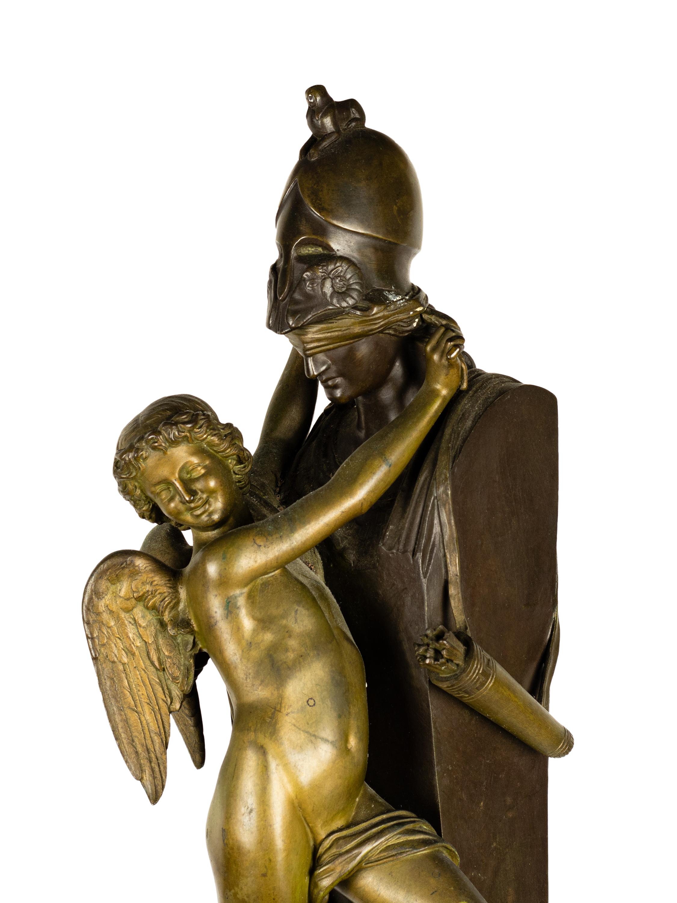 Patinated Amour Captif Bronze Statue By Félix Sanzel, 20th Century For Sale