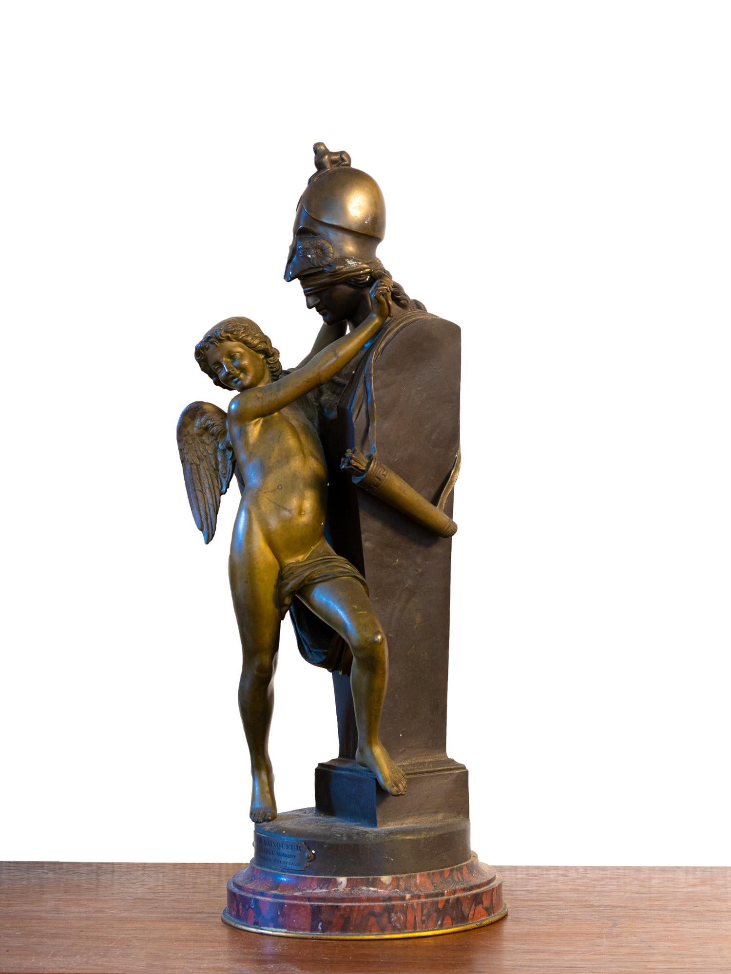 19th Century Amour Captif Bronze Statue By Félix Sanzel, 20th Century For Sale
