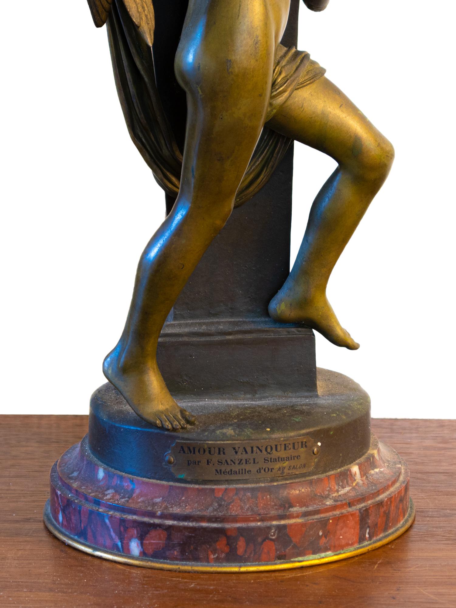 Amour Captif Bronze Statue By Félix Sanzel, 20th Century For Sale 1