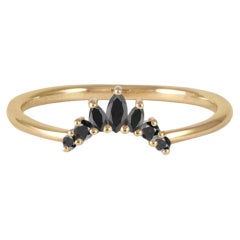 Amour Crown Ring in 14K Gold & Black Diamonds by Anastassia Sel Jewelry