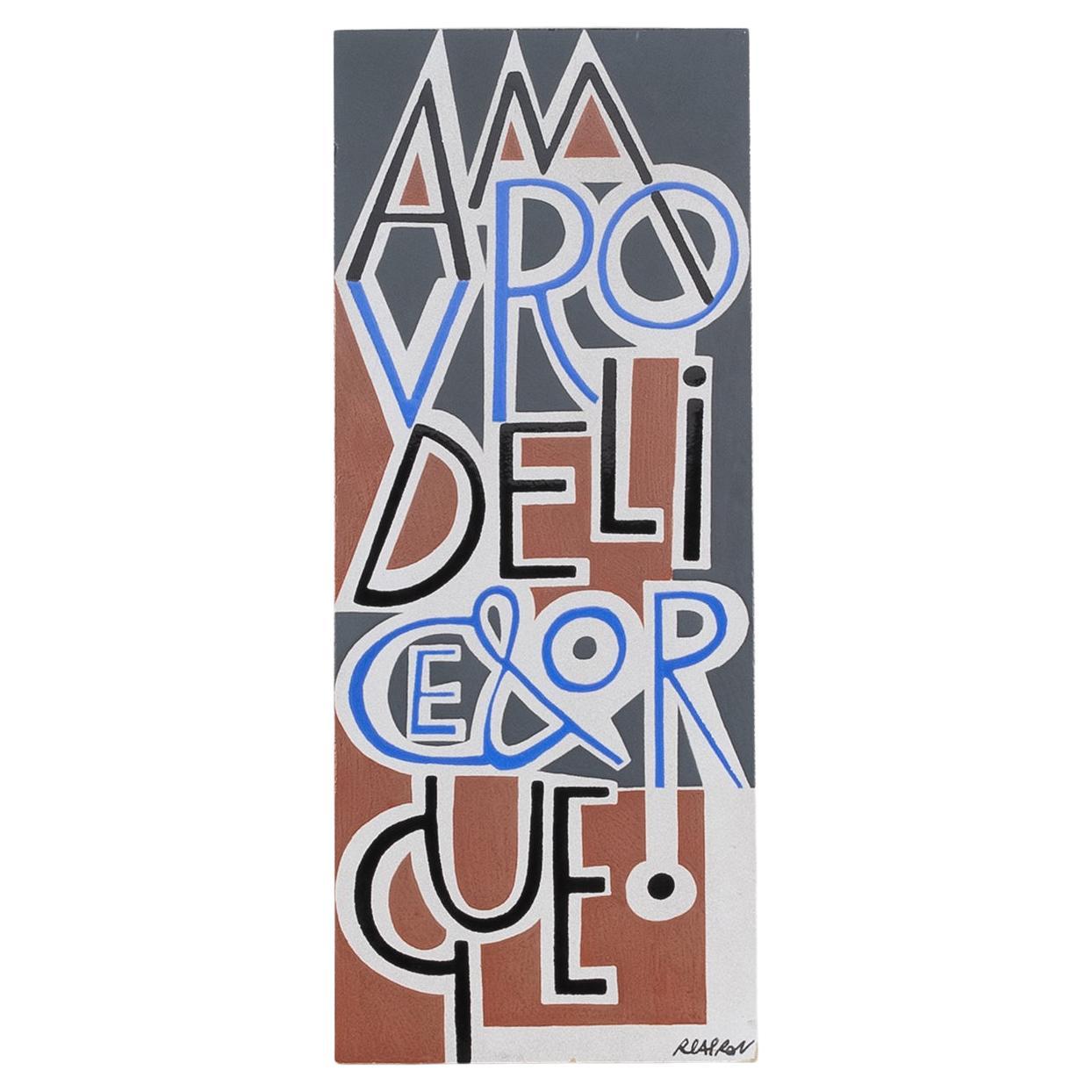 Amour, Délice, Orgue by Roger Capron, Glazed Ceramic Wall Plaque, Vallauris For Sale