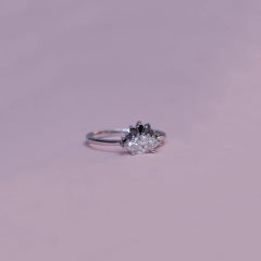 Amour White & Black Diamonds Ring in 14K White Gold by Anastassia Sel Jewelry