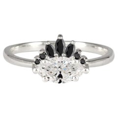 Amour White & Black Diamonds Ring in 14K White Gold by Anastassia Sel Jewelry