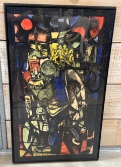 Amp Smit Dutch Modernist Figurative Allegory, Mixed Media on Paper, 1980s