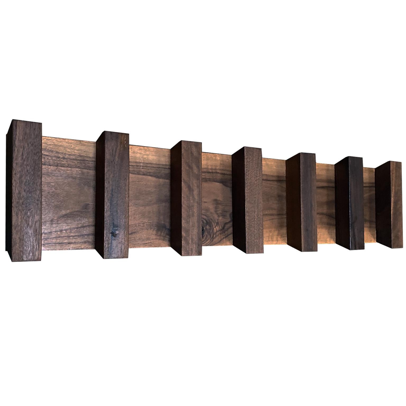 Hand-Crafted AMP Solid Walnut Minimalist Coat Rack For Sale