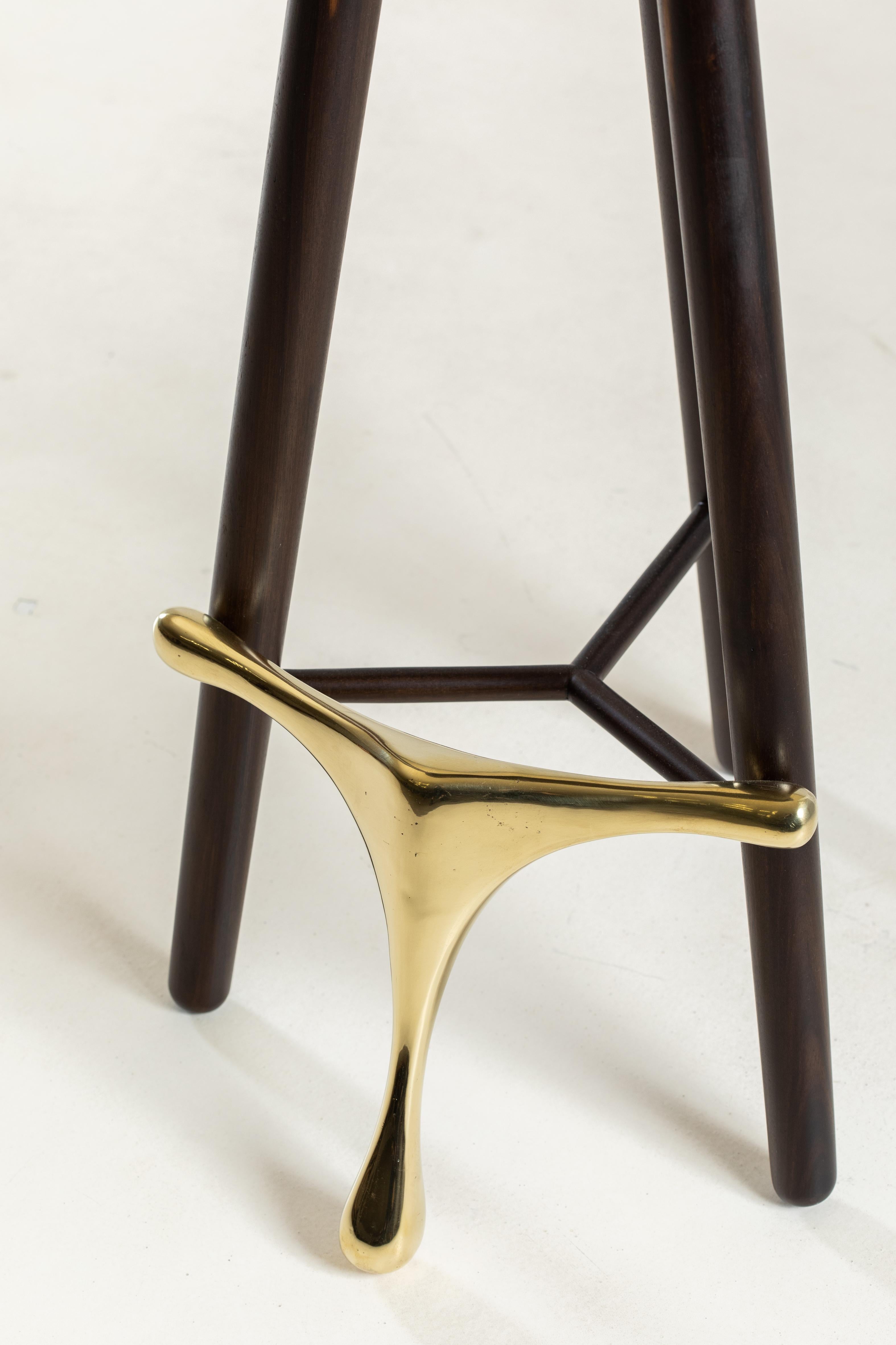 Modern Amparo Braúna and Bronze Stool by Alva Design For Sale