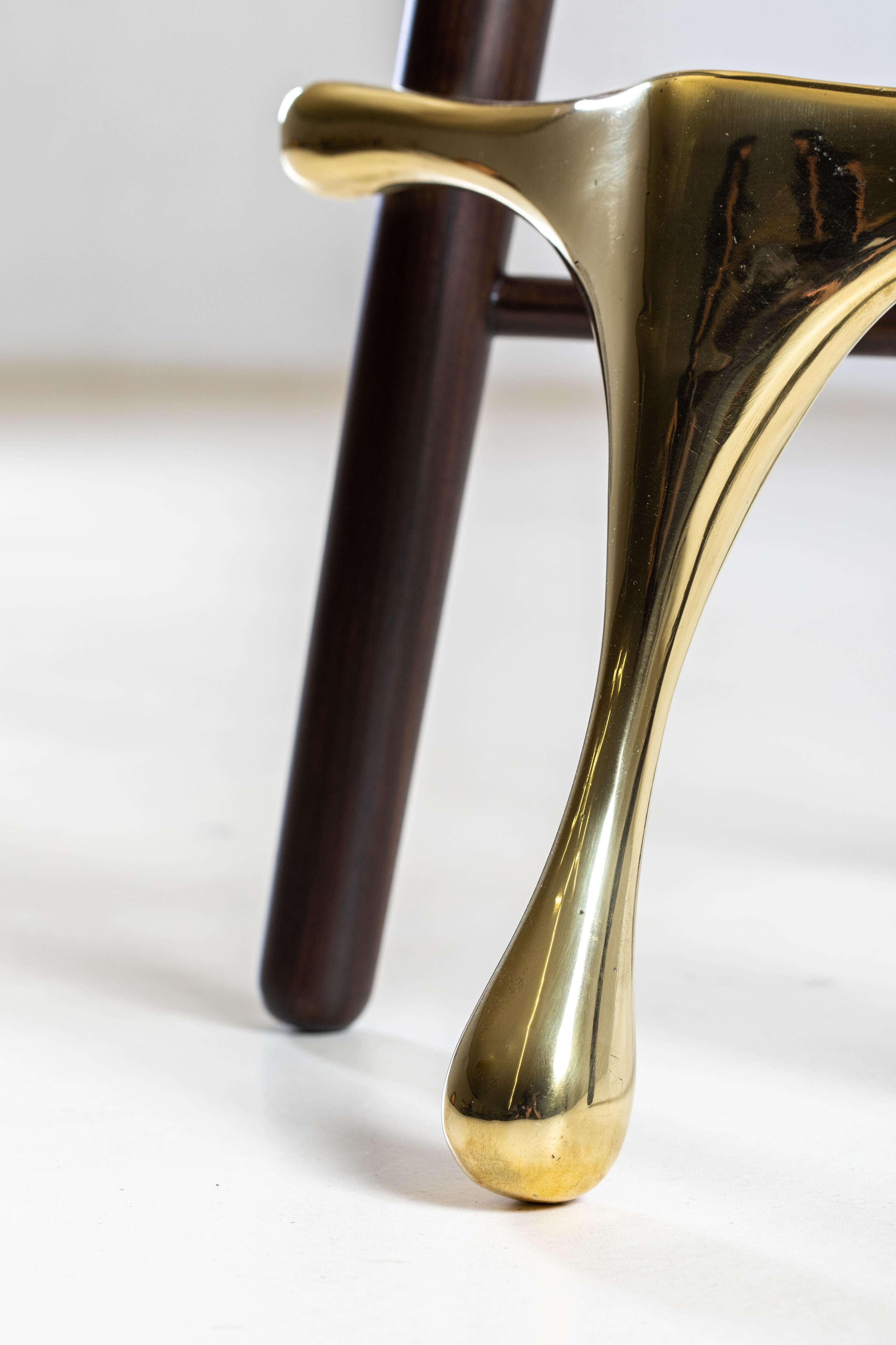 Amparo Braúna and Bronze Stool by Alva Design In New Condition For Sale In Geneve, CH