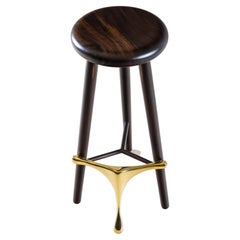 Amparo Braúna and Bronze Tall Stool by Alva Design