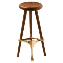 Amparo Freijó and Bronze Tall Stool by Alva Design