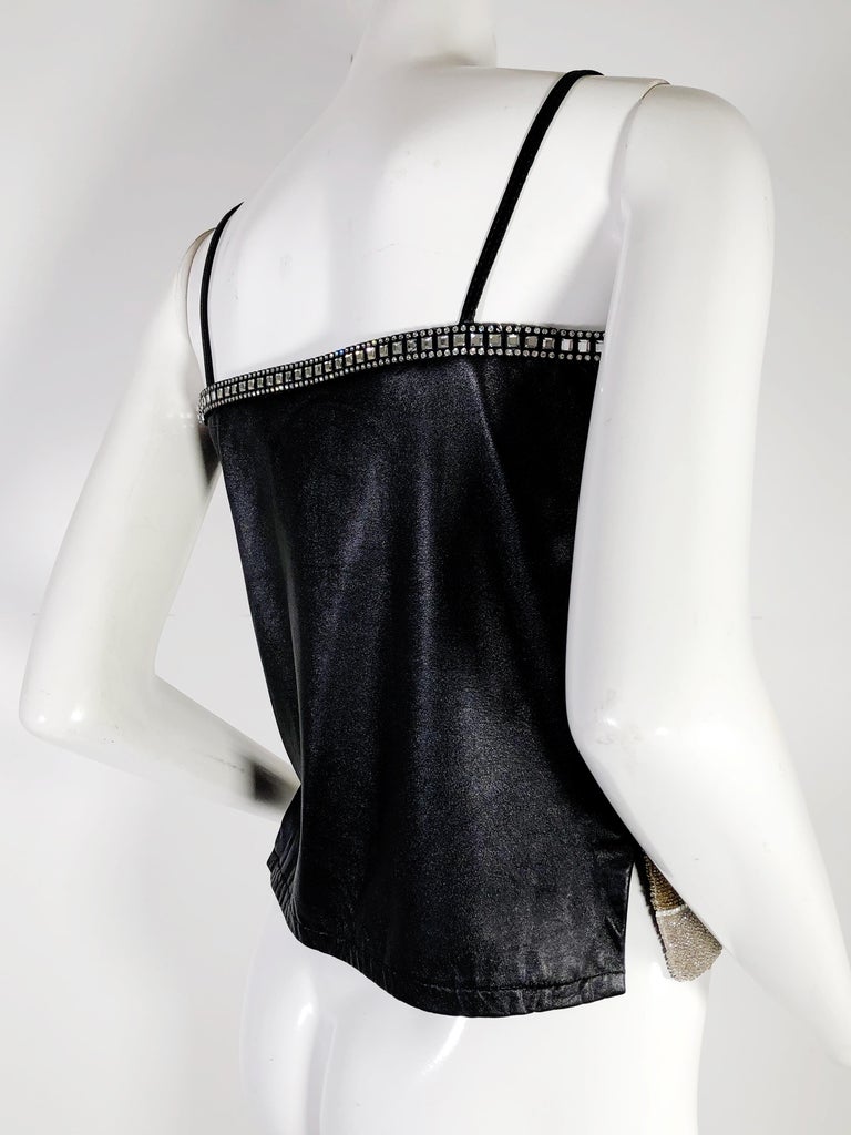 Amphiboles Leather and Beaded Camisole with Rhinestone Trim For Sale at ...