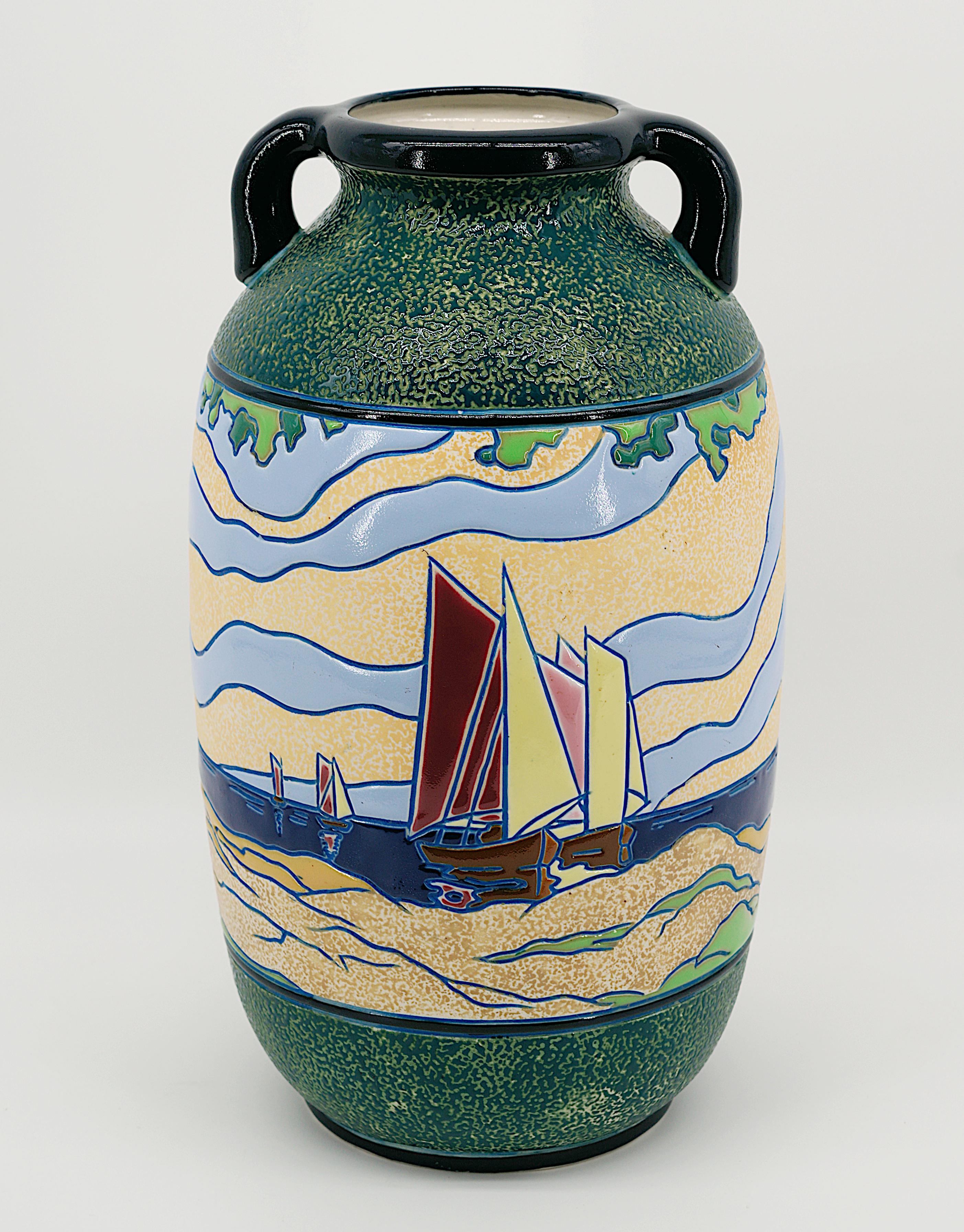AMPHORA Art Deco Stoneware Vase, Late 1920s In Excellent Condition In Saint-Amans-des-Cots, FR