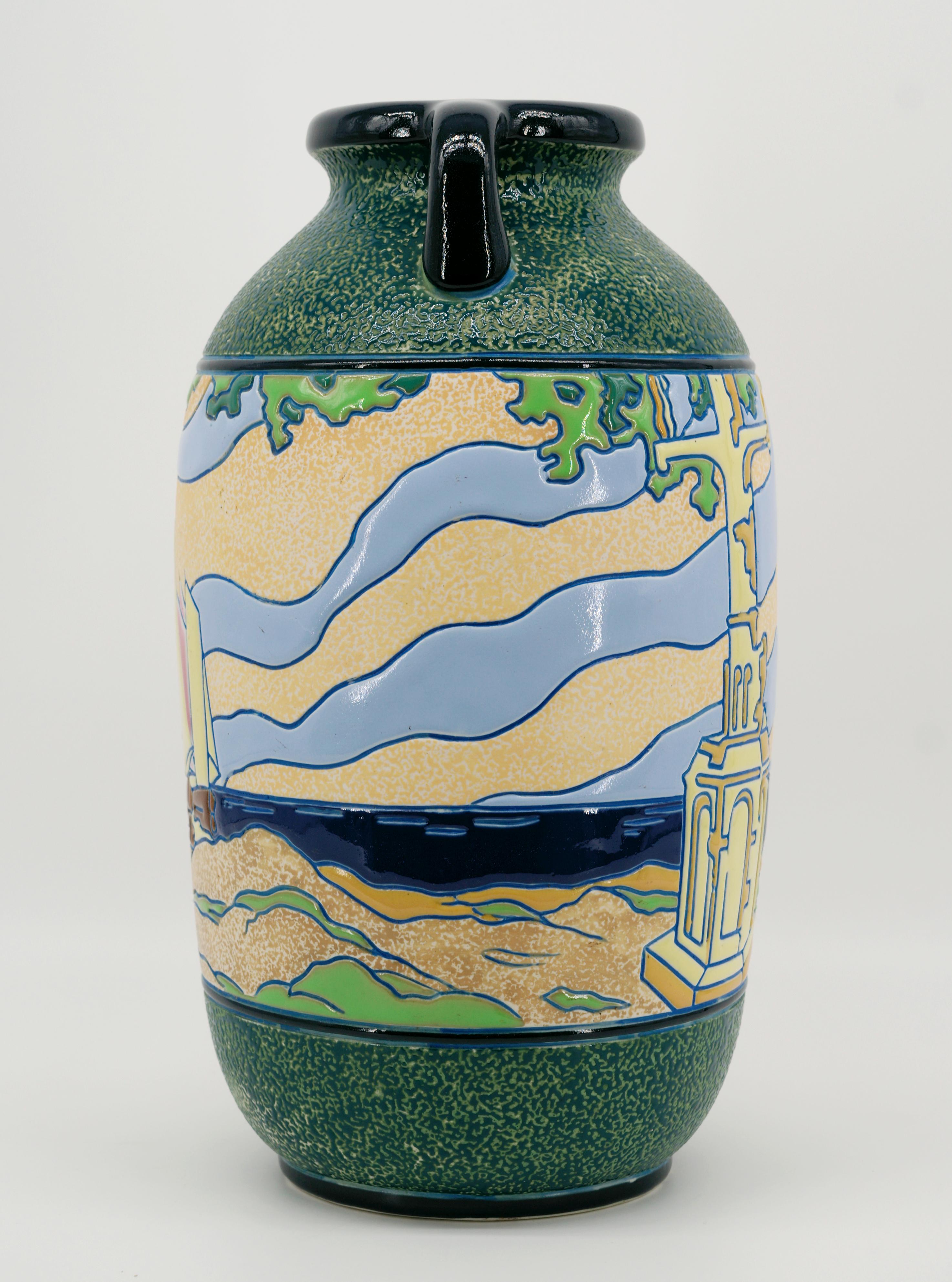 Early 20th Century AMPHORA Art Deco Stoneware Vase, Late 1920s