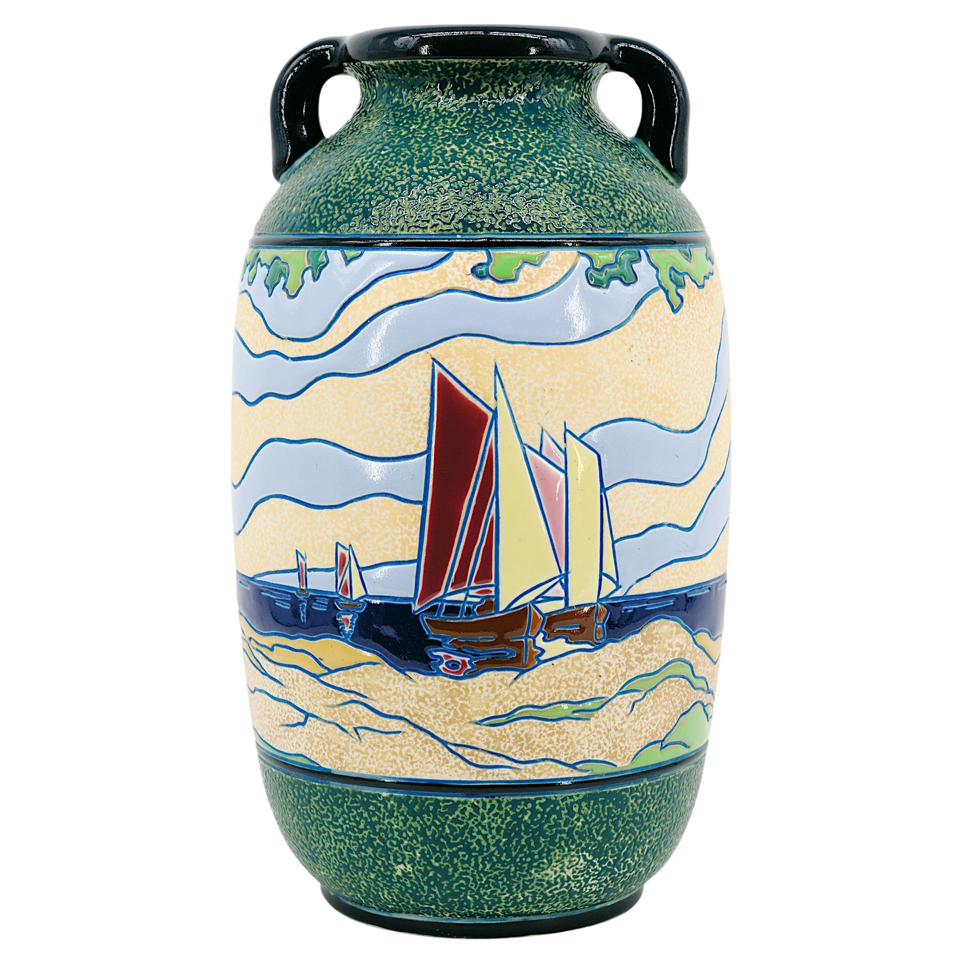 AMPHORA Art Deco Stoneware Vase, Late 1920s