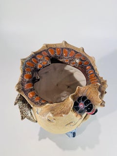 AMPHORA Art Nouveau Czech polychrome porcelain vase with Dragon circa 1900.