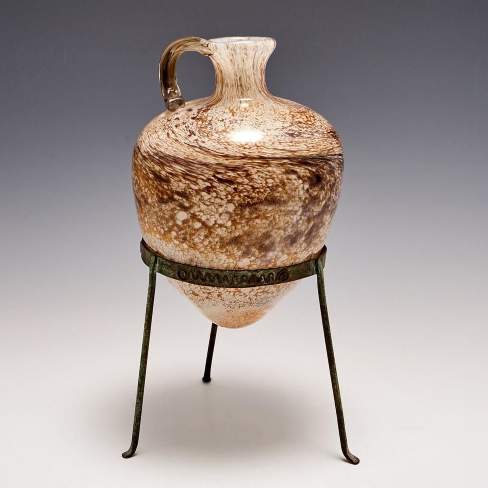 Heading : Amphora by Siddy Lanley with stand by Susan Kaye
Date : 2007
Origin : Devon, England
Bowl Features :Amber, brown and white enamels clear cased with a white core on a bronze stand by Susan Kaye
Marks : Signed Siddy Langley 2007
Type :