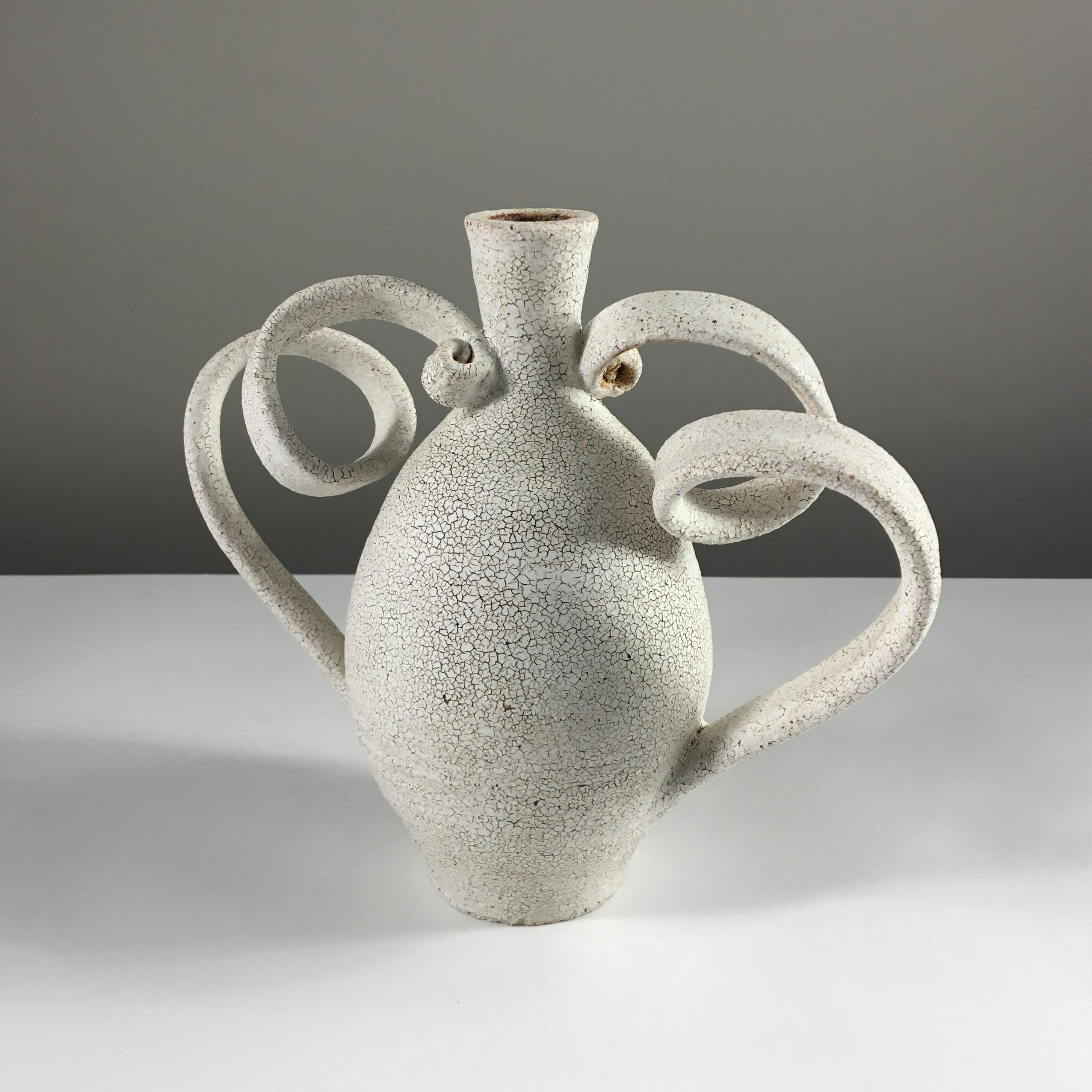 Organic Modern Amphora Ceramic Vase with Bottle Neck by Yumiko Kuga