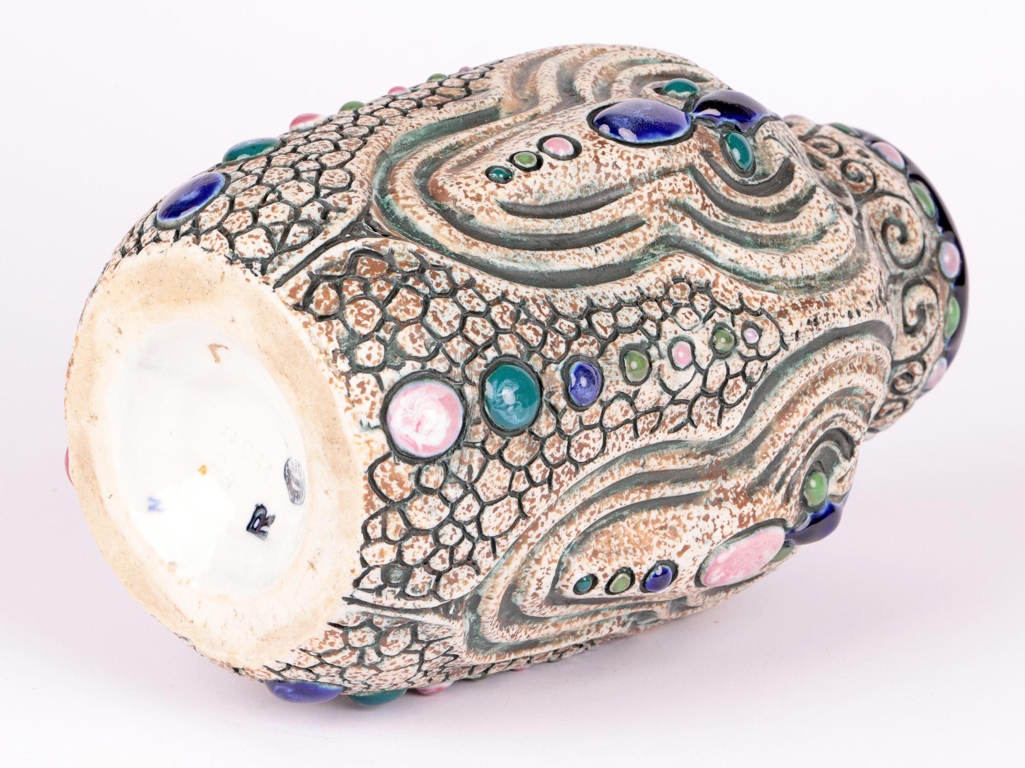 Amphora Czech Art Deco Jewelled Art Pottery Vase For Sale 5