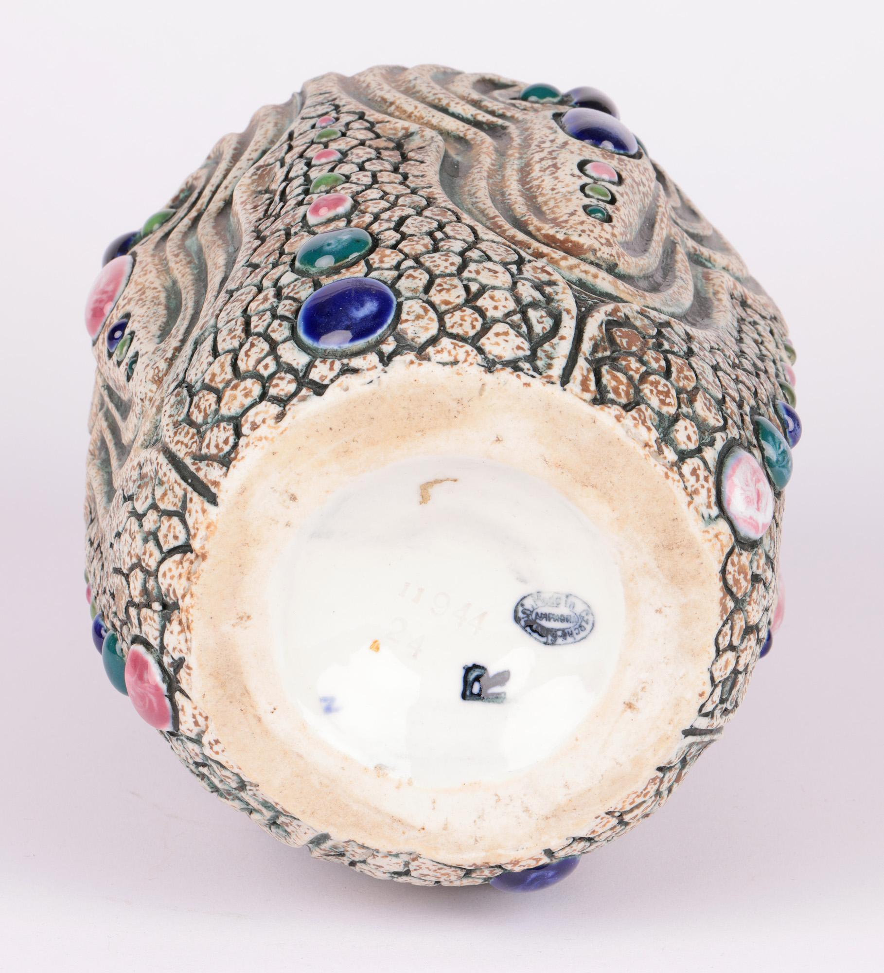 Amphora Czech Art Deco Jewelled Art Pottery Vase For Sale 7