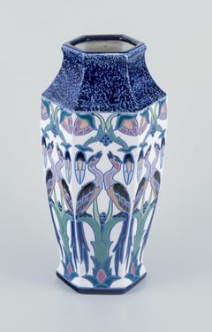 Amphora, Czechoslovakia. Large and impressive Art Deco vase in faience.